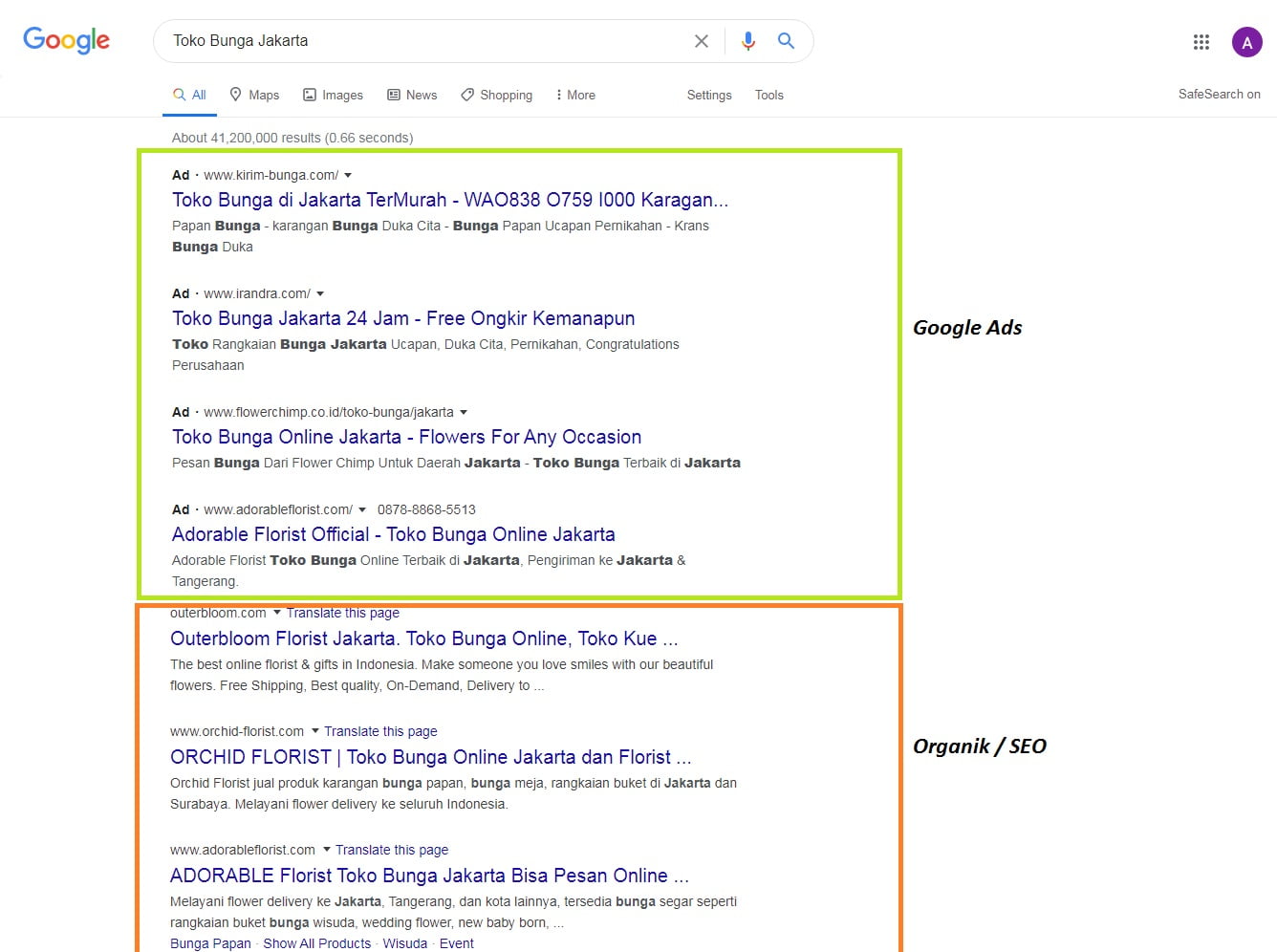 Tampilan Iklan Google Search Network